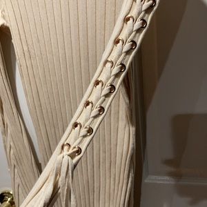 Fashion Nova mock neck cream laced dress XL